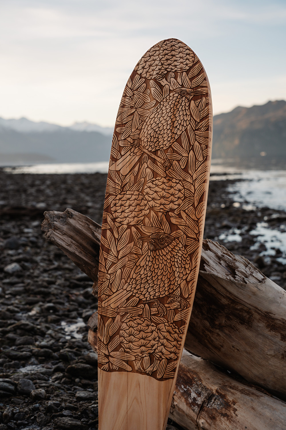 Paper Rain Bellbird and Kauri art board at Lake Wanaka NZ